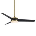 Wac 3-Blade Smart Ceiling Fan 54" Sat" Brass Matte Black w/3000K LED Light Kit and Remote Control F-054